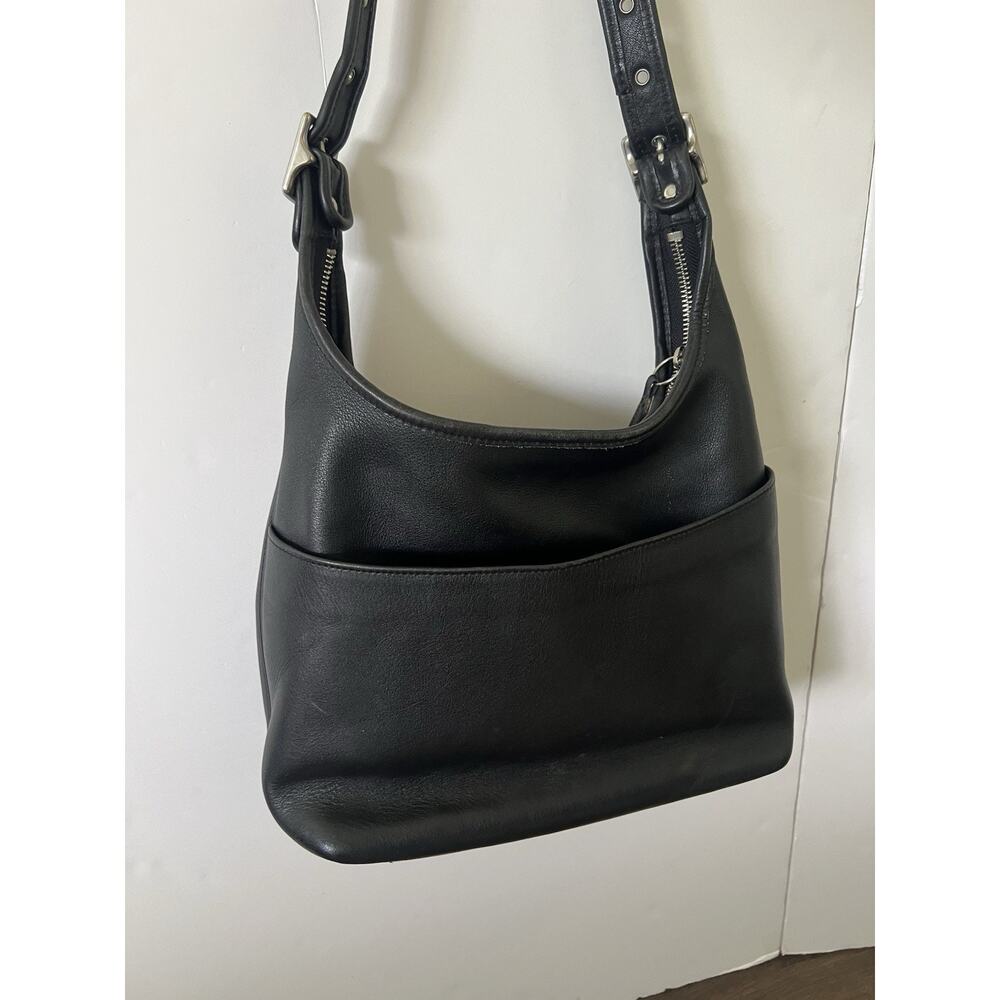 COACH Vintage Legacy Hobo 9058 Black Leather Shoulder Bag Silver Nickel USA Y2K - Picture 4 of 15